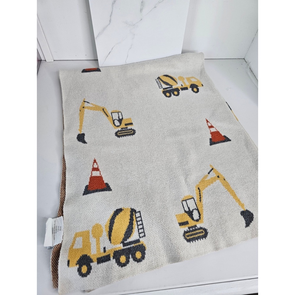 Vertex Industries Construction Truck Cotton Knit Baby Blanket Excavator 40 X 32